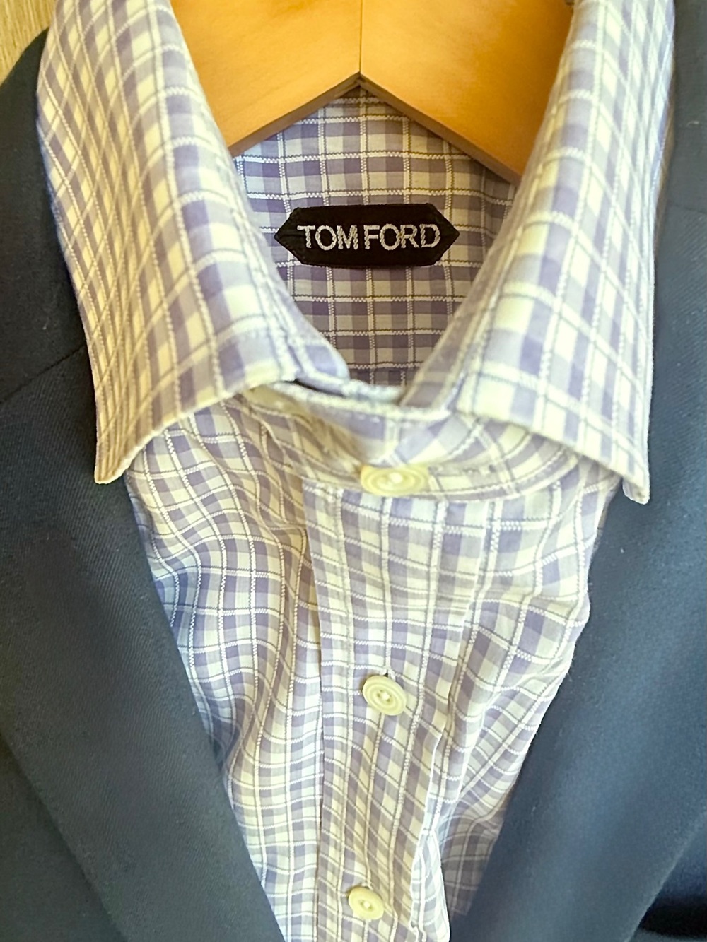 TOM FORD Lavender/White Check Shirt